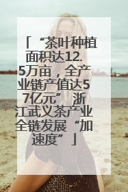 “茶叶种植面积达12.5万亩，全产业链产值达57亿元” 浙江武义茶产业全链发展“加速度”