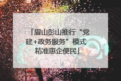 眉山彭山推行“党建+政务服务”模式 精准惠企便民