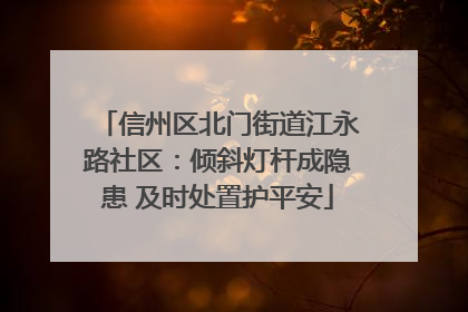 信州区北门街道江永路社区：倾斜灯杆成隐患 及时处置护平安