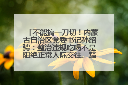不能搞一刀切！内蒙古自治区党委书记孙绍骋：整治违规吃喝不是阻绝正常人际交往、黯淡人间烟火