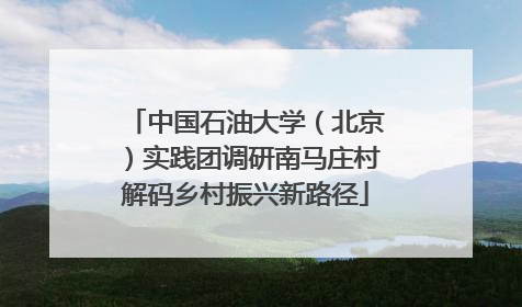 中国石油大学（北京）实践团调研南马庄村解码乡村振兴新路径