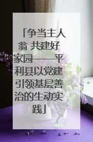 争当主人翁 共建好家园——平利县以党建引领基层善治的生动实践