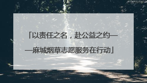 以责任之名，赴公益之约——麻城烟草志愿服务在行动