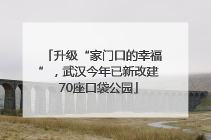 升级“家门口的幸福”，武汉今年已新改建70座口袋公园