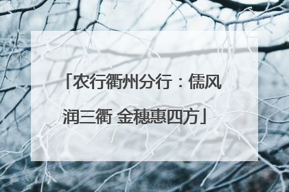 农行衢州分行：儒风润三衢 金穗惠四方
