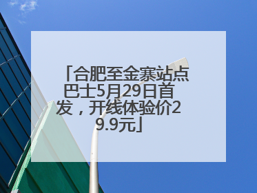 合肥至金寨站点巴士5月29日首发，开线体验价29.9元