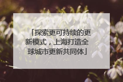 探索更可持续的更新模式，上海打造全球城市更新共同体