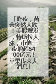 昨夜，黄金突然大跌！美股爆发，特斯拉大涨，市值一夜增超5400亿元！苹果传来大消息