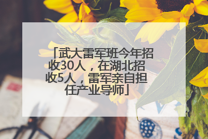 武大雷军班今年招收30人，在湖北招收5人，雷军亲自担任产业导师