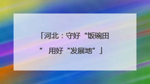 河北：守好“饭碗田” 用好“发展地”