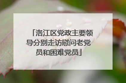 洛江区党政主要领导分别走访慰问老党员和困难党员