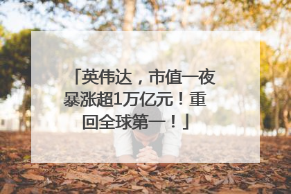 英伟达，市值一夜暴涨超1万亿元！重回全球第一！