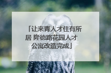 让来青人才住有所居 隆德路花园人才公寓改造完成