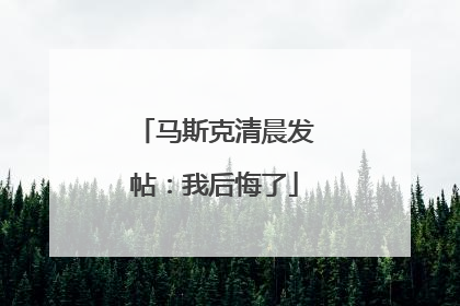 马斯克清晨发帖：我后悔了