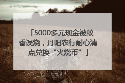 5000多元现金被蚊香误烧，丹阳农行耐心清点兑换“火烧币”